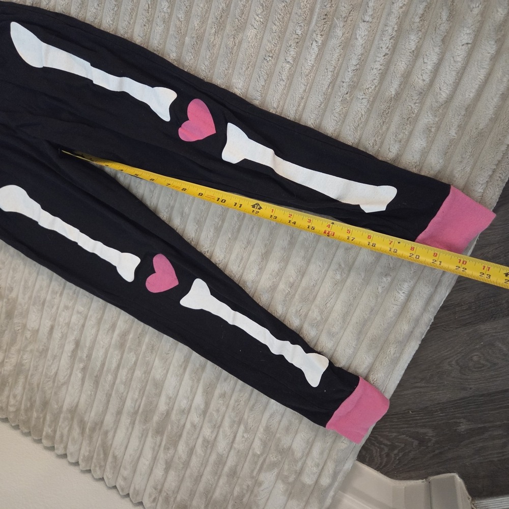 PJs & Presents Skeleton Pajamas S Halloween Girls Glow In The Dark Pink Heart - Picture 9 of 11